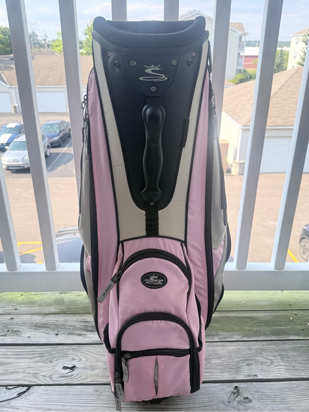 Cobra Golf Pink & Black Cart Bag 5 Way Divider Shoulder Strap With Rain Cover